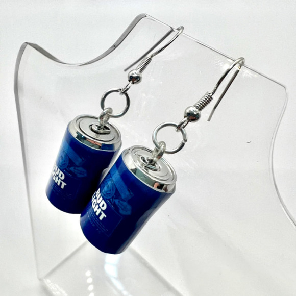 Bud Light Earrings - Beer Can Earrings - Alcohol Drink Earrings - Picture 6 of 10